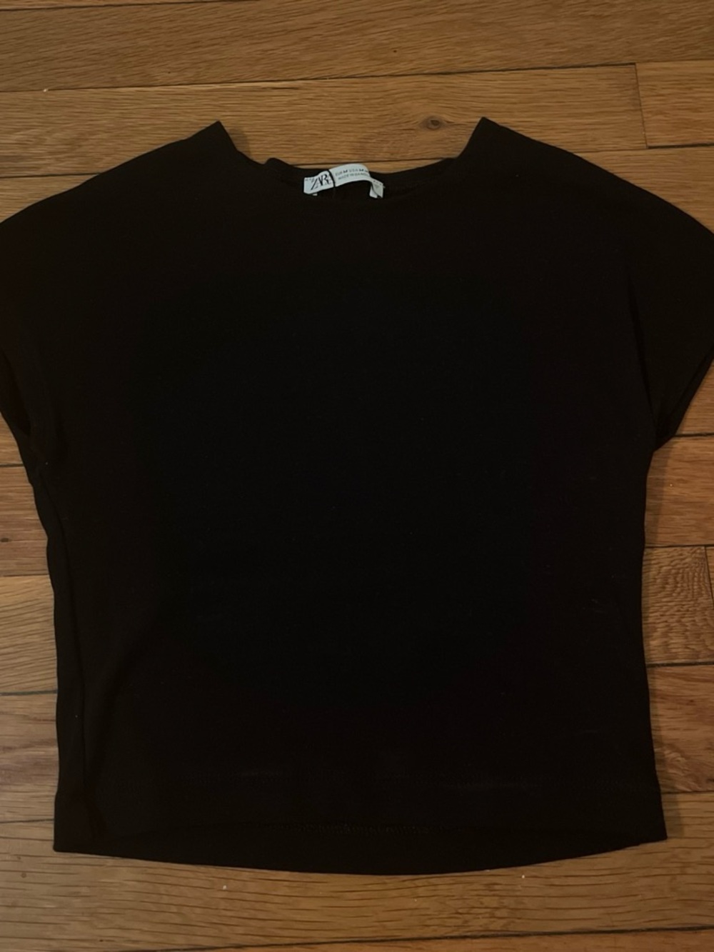 ZARA Black Short-Sleeve Crop Tee